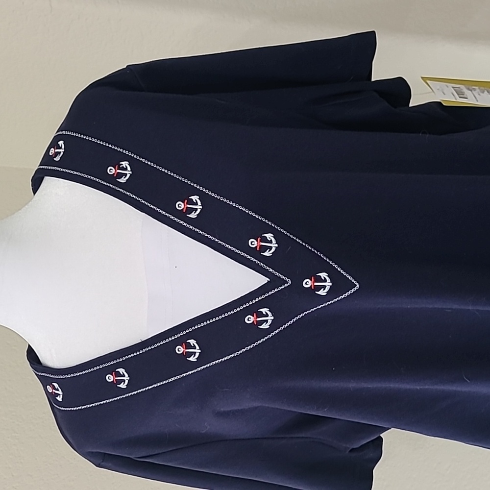 Cathy Daniels Vee Neck Navy Top Size 1X - Picture 3 of 6